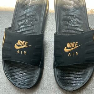 Nike Air Black and Gold Slides